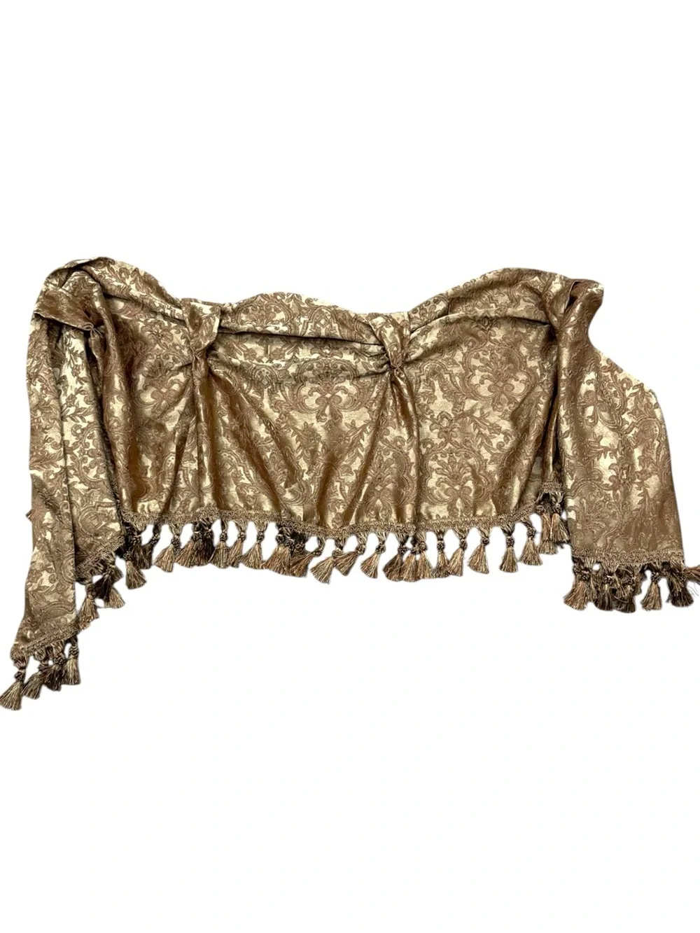 Gold Tassel Paisley Window Valance Elegant Window Treatment, Vintage Gold Tassel